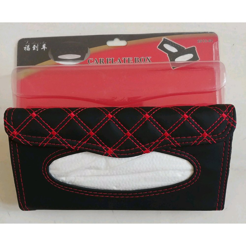 Tempat tissu TISU mobil model jepit sunvisor penahan panas matahari universal motif benang merah