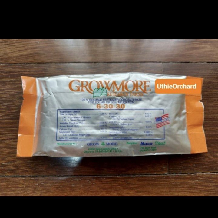 PUPUK GROWMORE 6 30 30 100GR KHUSUS PEMBUNGAAN DAN PEMBUAHAN ORIGINAL