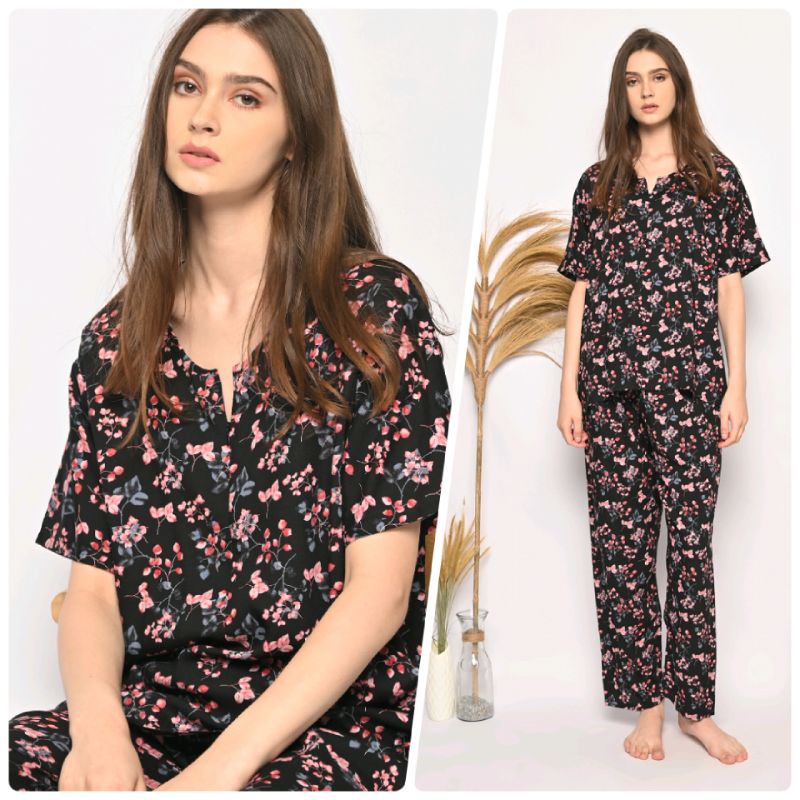 ONE SET PIYAMA RAYON-CPJ SLTG DAUN ITAM
