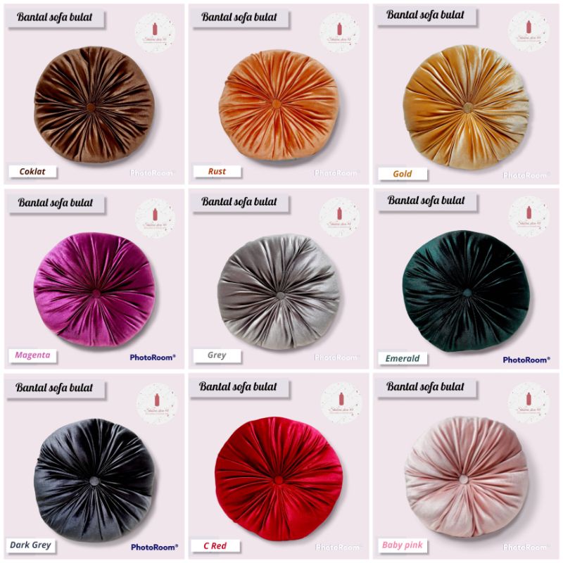 Bantal Sofa Bulat Kancing Polos/ bantal sofa/ bantal bulat