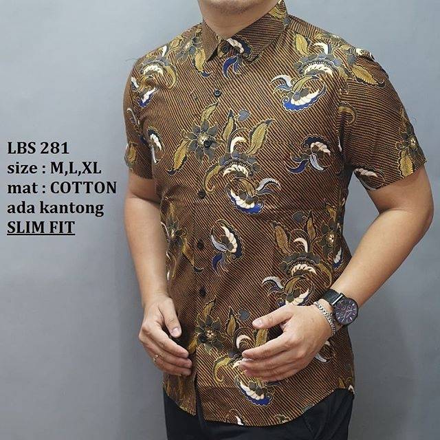 BAJU KEMEJA BATIK PRIA SLIM FIT LENGAN PENDEK LUIGI BATANI LBS281