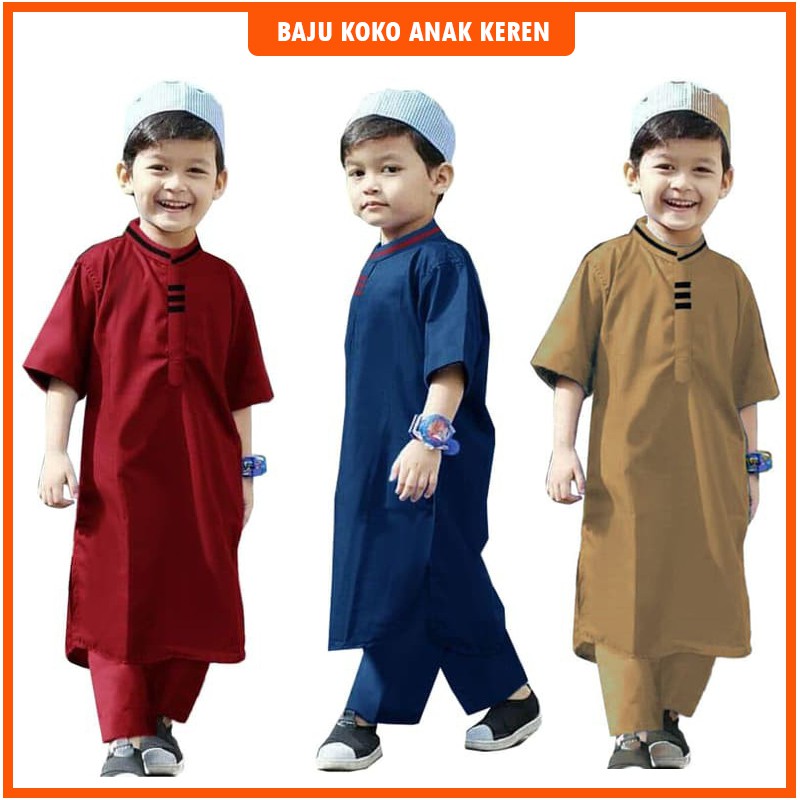 SETELAN KOKO KURTA BAJU KOKO TURKI ANAK COWOK BAHAN 