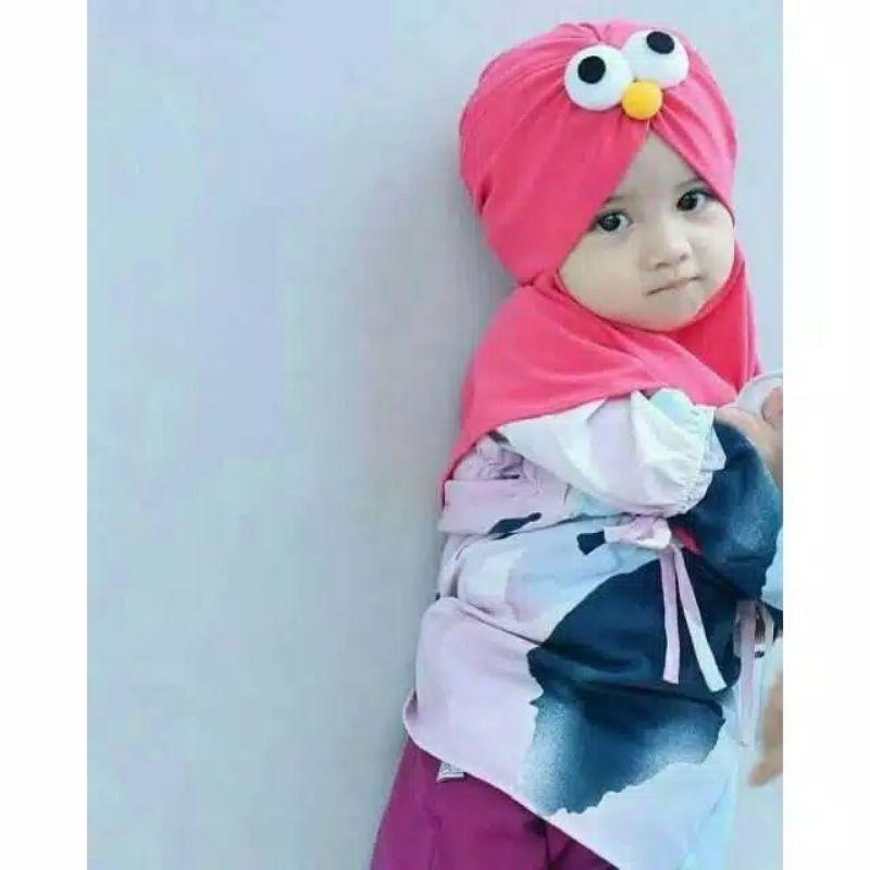 Jilbab Elmo Anak Instan 0-3 Tahun Jersey Ballon Premium |Hijab Bayi Tk Lucu |Kerudung Sekolah Baby Sd Perempuan Newborn