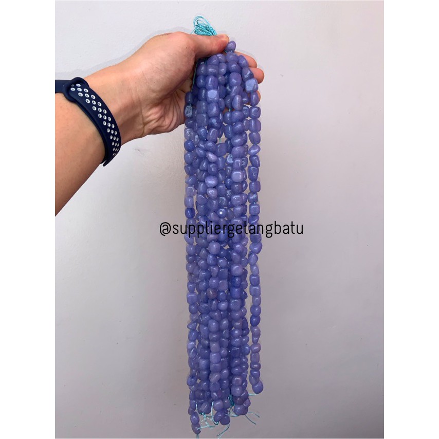 manik Batu alam soft purple agate Beads 12 x 10mm bahan gelang kalung