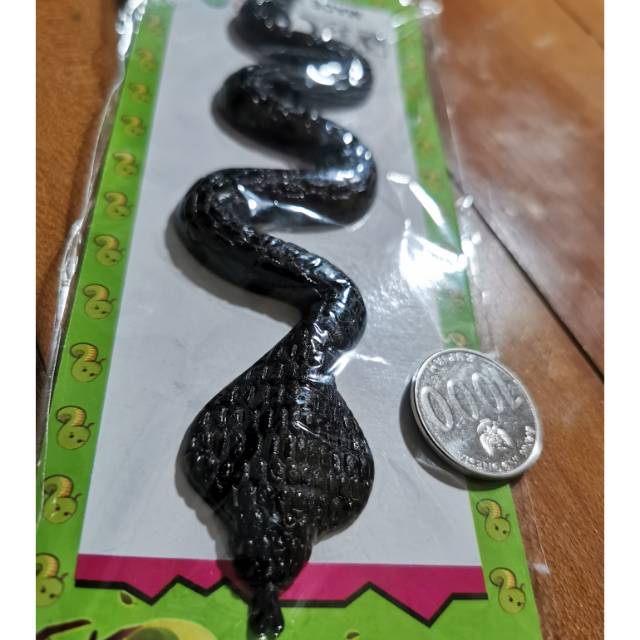 Mainan ular kobra sanca ular jelly kenyel lembek karet hitam prank toy 4d1w