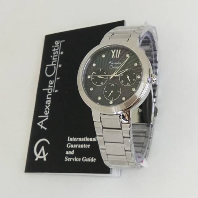 Jam Alexandre Christie AC 2766 BF silver black. Jam tangan wanita