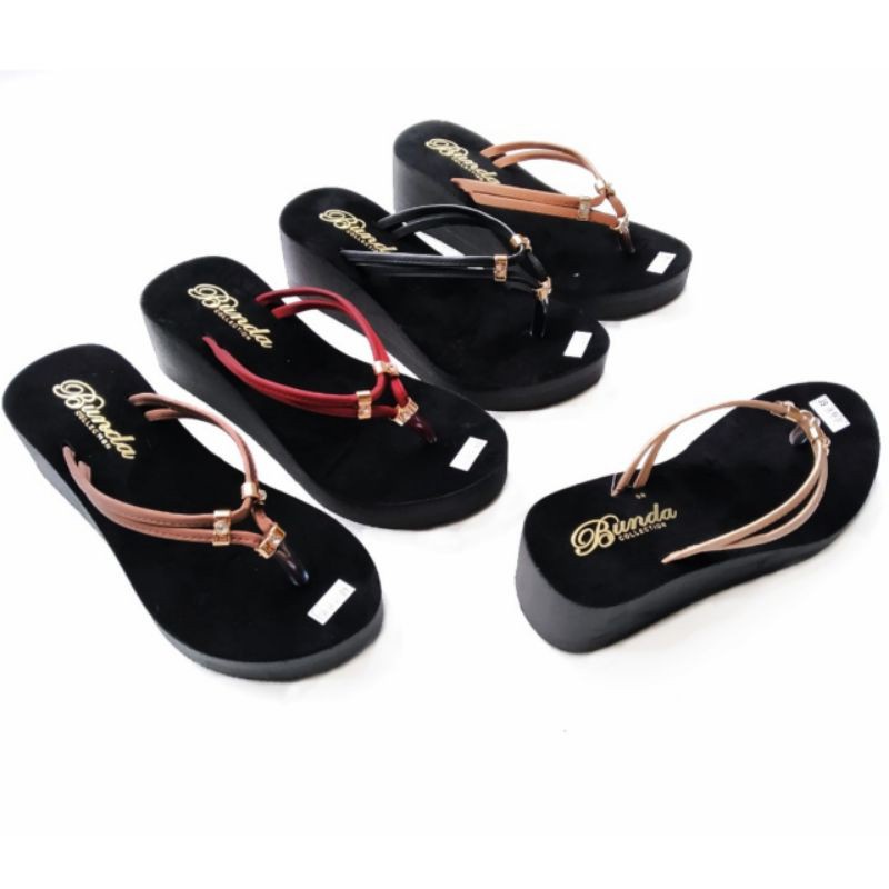 Sandal Wedges Spon Wanita Jepit Tali Double | Wedges Spon Jepit Simple | Wedges Dewasa