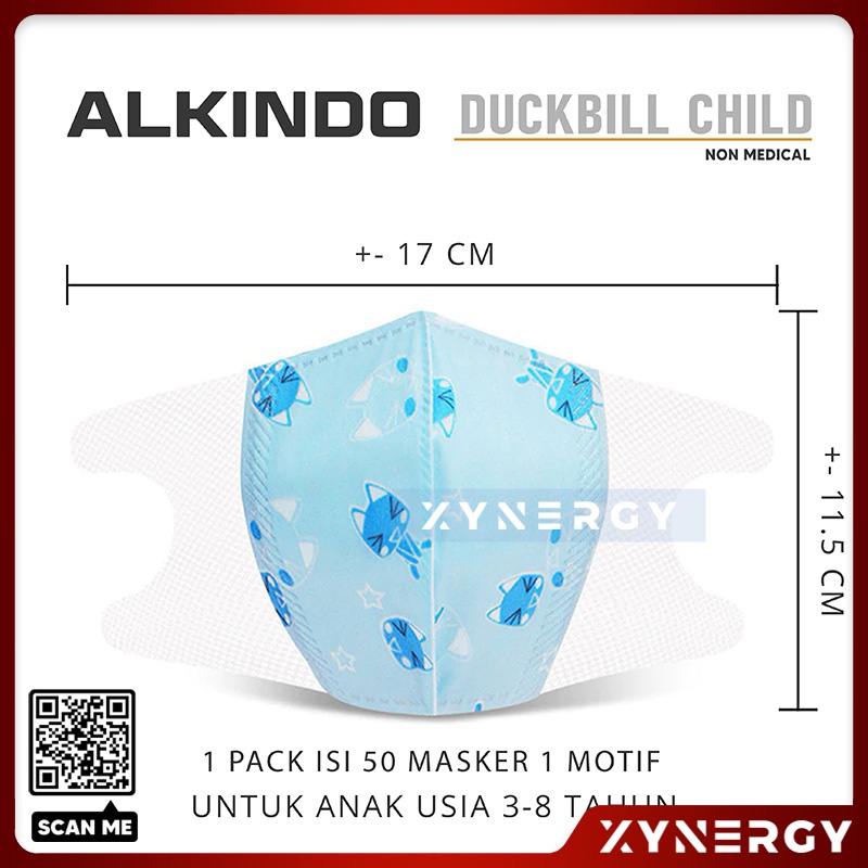 Masker Alkindo Duckbill Anak Motif 3ply Duck Bill Masker Non Medis Sekali Pakai 3 Ply