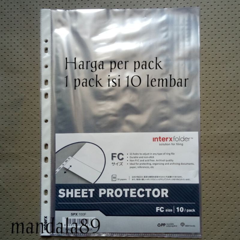 

Plastik PP Pocket Folio @10 lembar merk InterX
