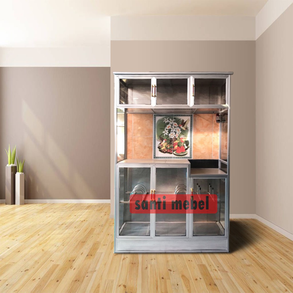 Lemari Dapur Rak Piring Aluminium 3 pintu Silv ABKTRAP Lemari Dapur Rak Piring Aluminium 3 pintu Silv ABKTRAP