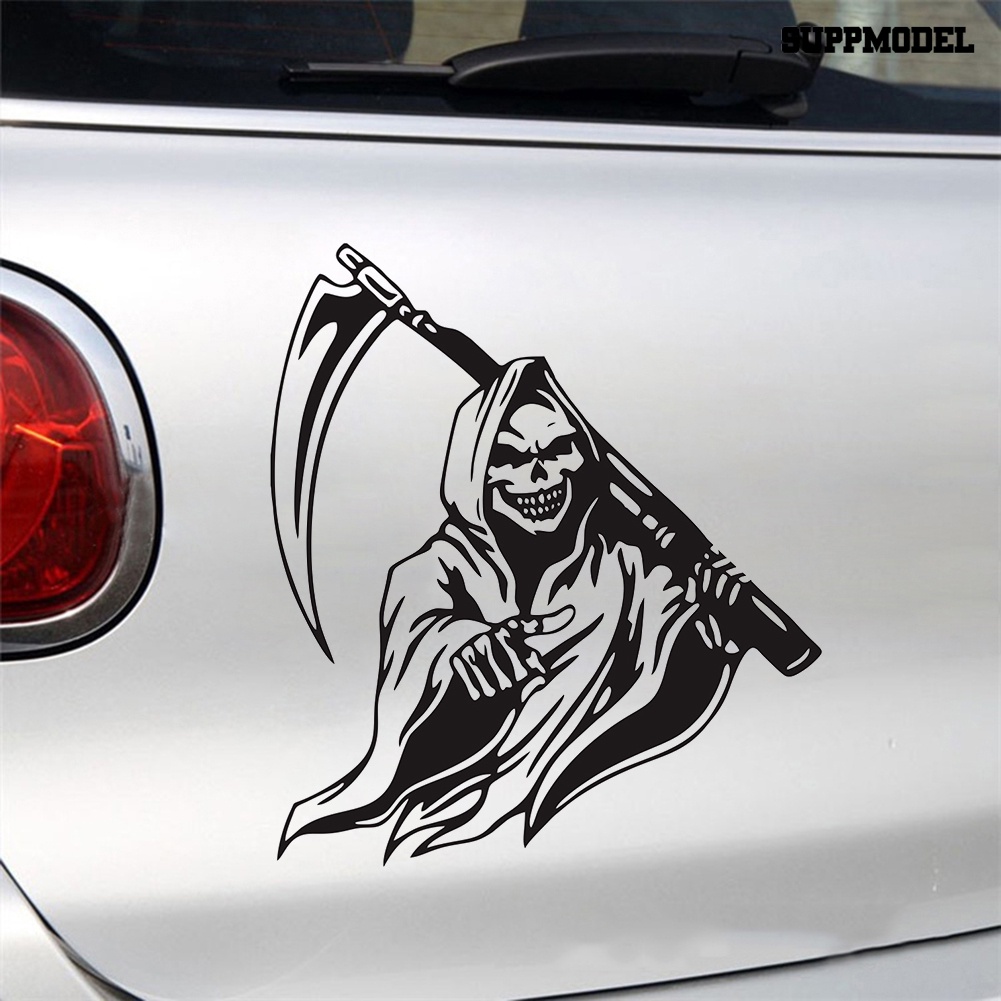 Stiker Motif Tengkorak Grim Reaper Bahan PVC Untuk Dekorasi Jendela Mobil