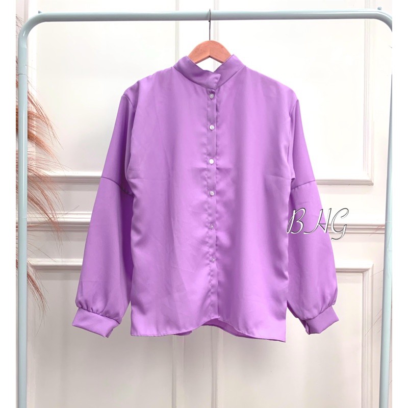 1 KG 6 PCS | RUFI KEMEJA LENGAN BALON /  ATASAN WANITA / JUMBO / KEMEJA WANITA / DEALOVA-RUFI LILAC MOSCREP