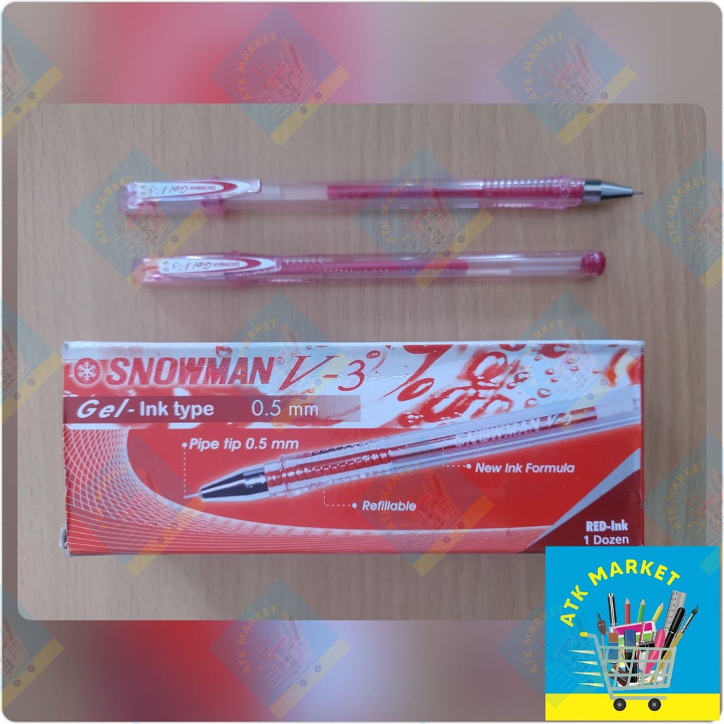 

Bolpen / Pulpen / Ballpoint Pen Snowman V-3 Merah 0.5mm