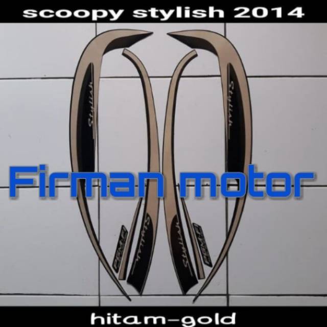 Stiker striping list body scoopy stylish 2014 hitam-gold