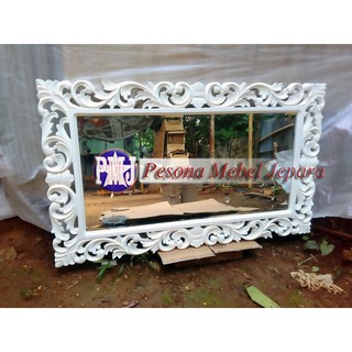 Bingkai Frame Pigura  Cermin Shabby  Ukir Waru 120 cm Kayu 