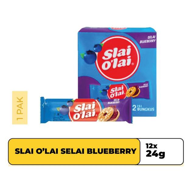 

Aneka Snack Slai Olai Selai Blueberry 1 Box Isi 12 Pcs @ 24 Gram