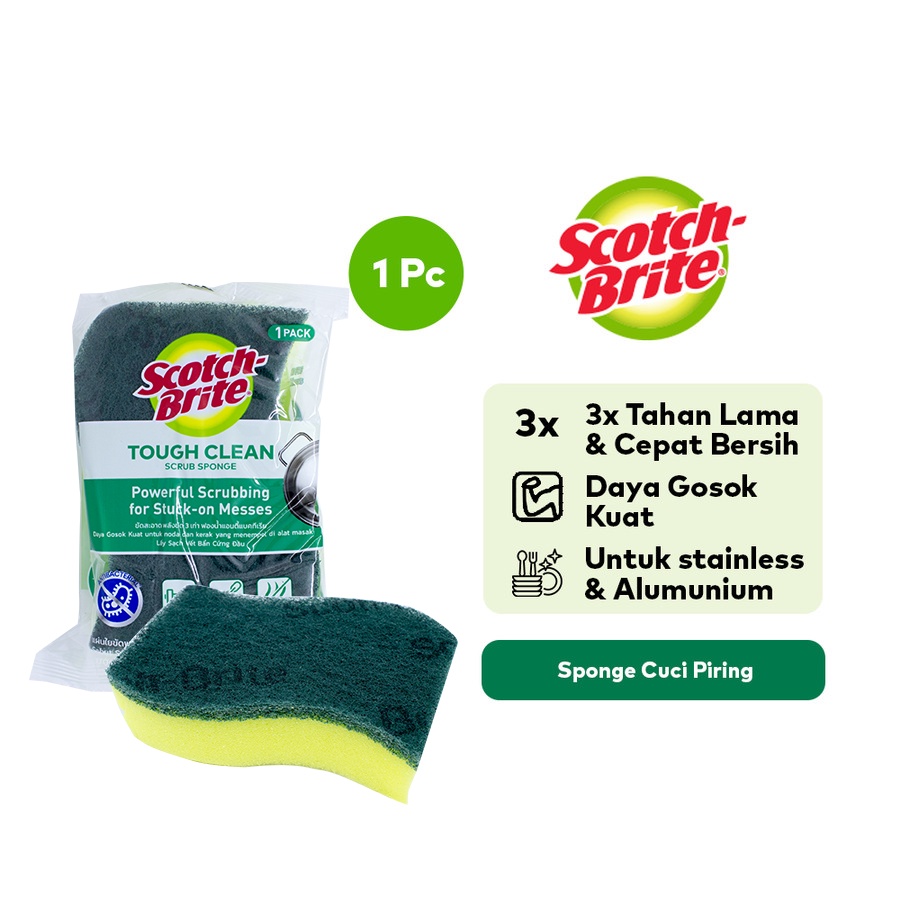 3M Scotch-Brite Tough Clean Scrub Sponge Sabut Spons Daya Gosok Kuat