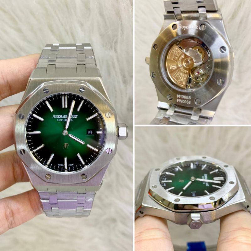 Jam Tangan Pria Ap Rantai Stainless steel AP THIN green dial japan matic, diameter 42mm