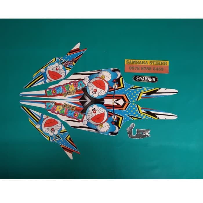 Stiker striping motor mio sporty doraemon I biru murah