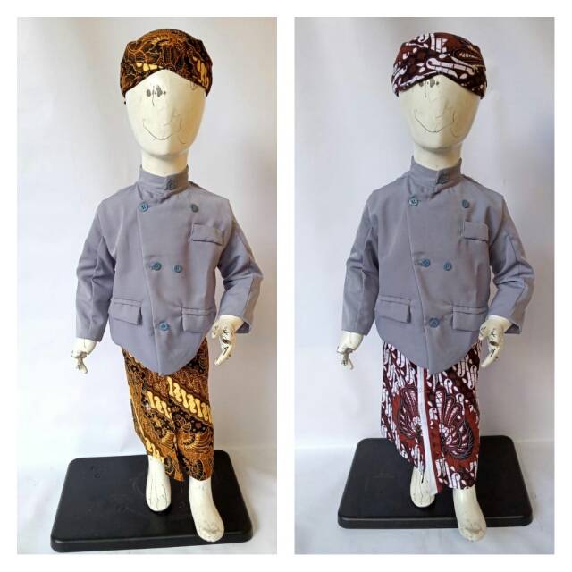 Beskap Solo Anak Baju Beskap Solo Anak Tedak Siten Warna Abu Set Jarik Blangkon Anak Tedak Siten War