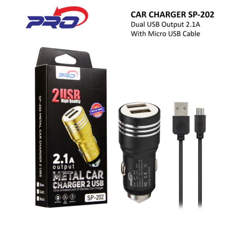 SAVER MOBIL ADSUN/SP 202 METAL CAR CHARGER 2.4A DUAL USB + CABLE