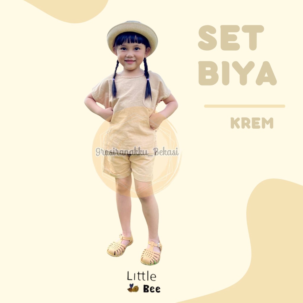 Setelan Anak Unisex Biya LittleBee Warna Krem Size 1-5 Thn