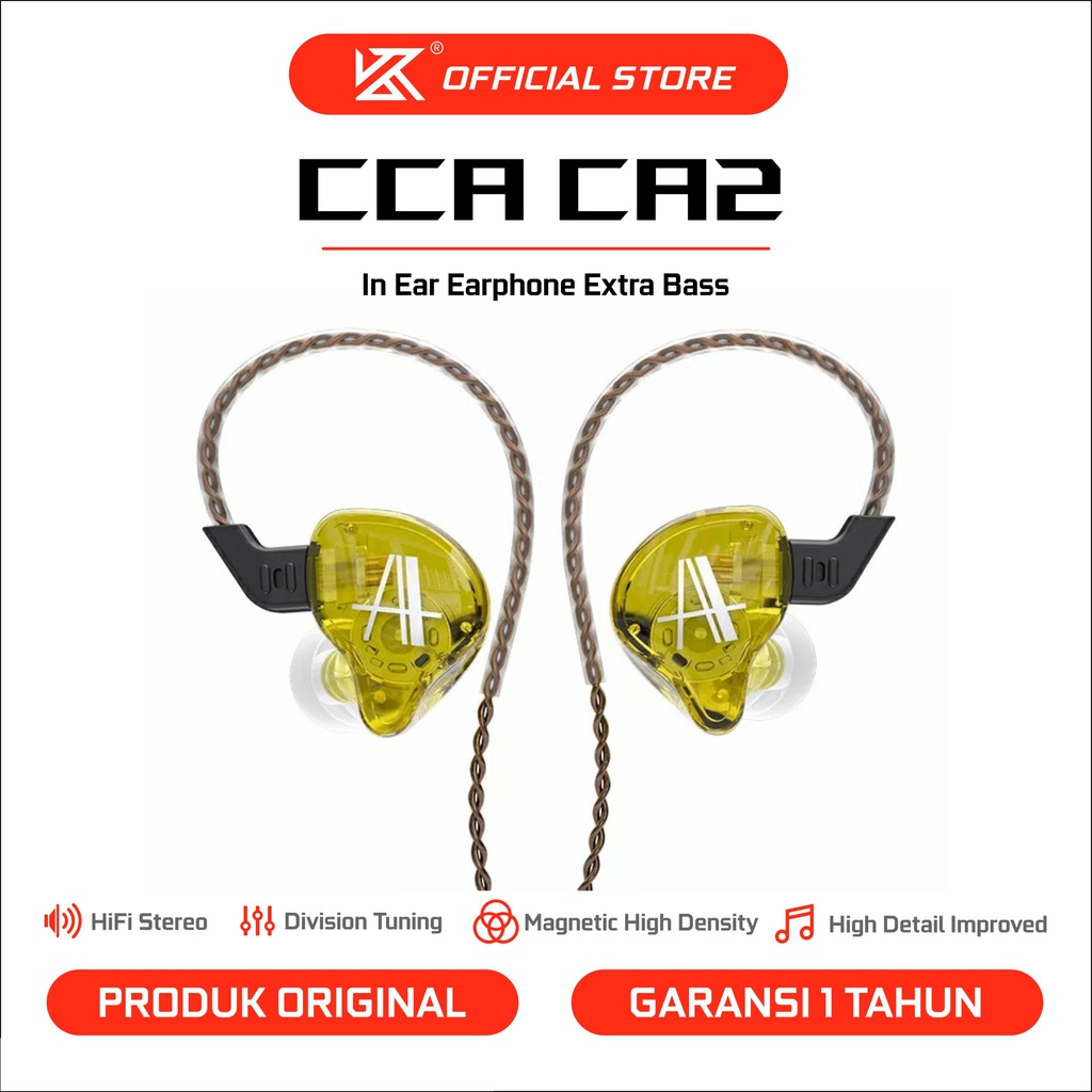 [KZ Official Store] CCA CA2 with Mic In Ear Earphone Extra Bass Upgrade