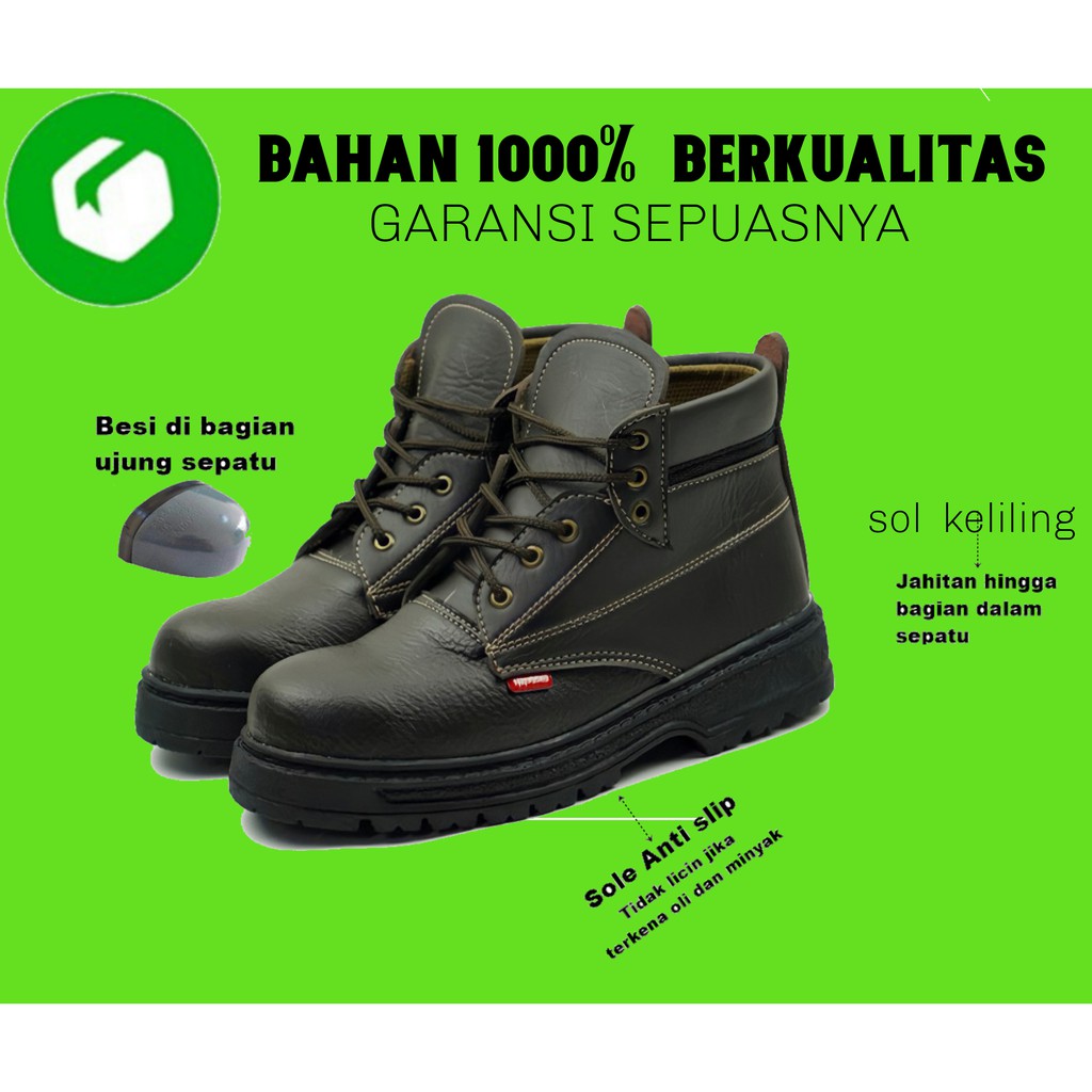 Sepatu safety pria boot besi kerja work original Premium grade A terbaru kekinian-2
