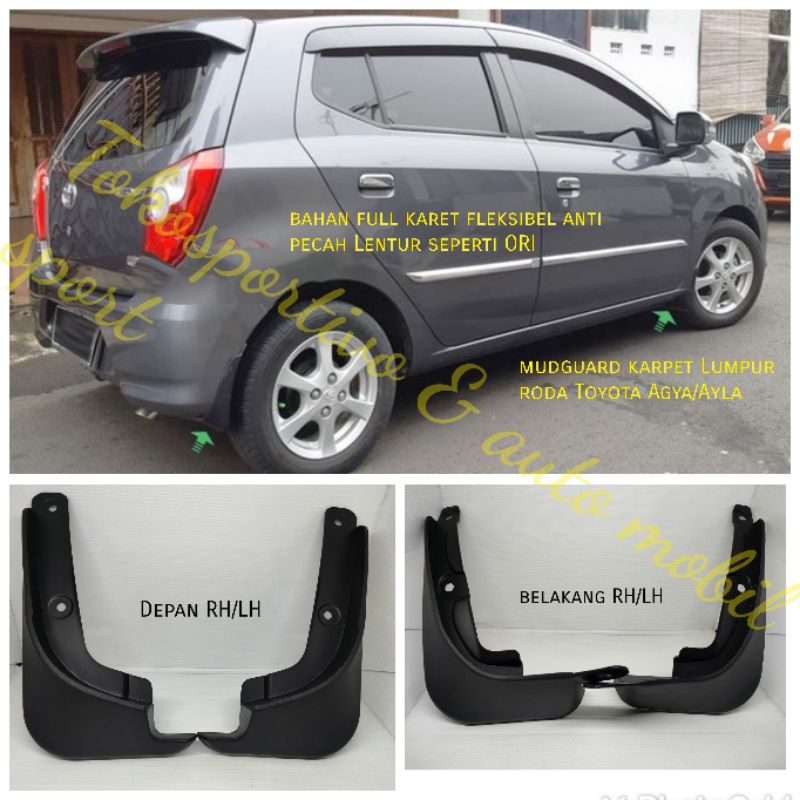 Mudguard karpet Lumpur roda Toyota Agya Ayla full karet Anti pecah mudguard Agya Ayla