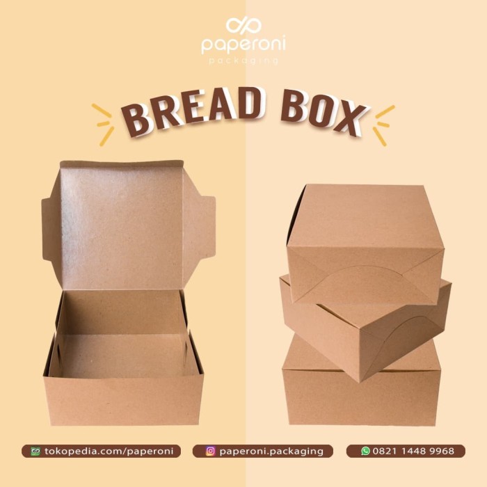 

TERBARU Kotak/Dus Roti/Kue/Jajanan Bahan Kertas ECO Kraft/Paper Bread Box