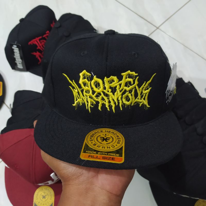 Topi Snapback metal distro pria Bordir Gore infomous