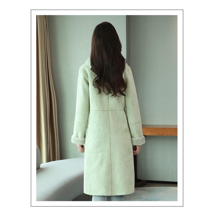 Coat Bulu Korea bahan Suede Wanita untuk Winter