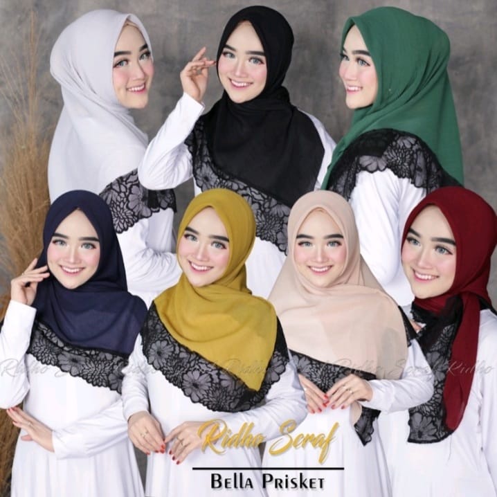 Segi Empat Plisket renda Warna Terlengkap/Jilbab BELLA SQUARE  Plisket Segi Empat Terbaru