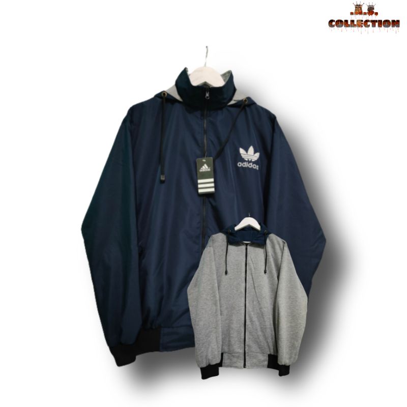 Jaket Adidas Bb jumbo XXL ( Bolak-balik) 2in1 ,{Bayar di Tempat/COD}