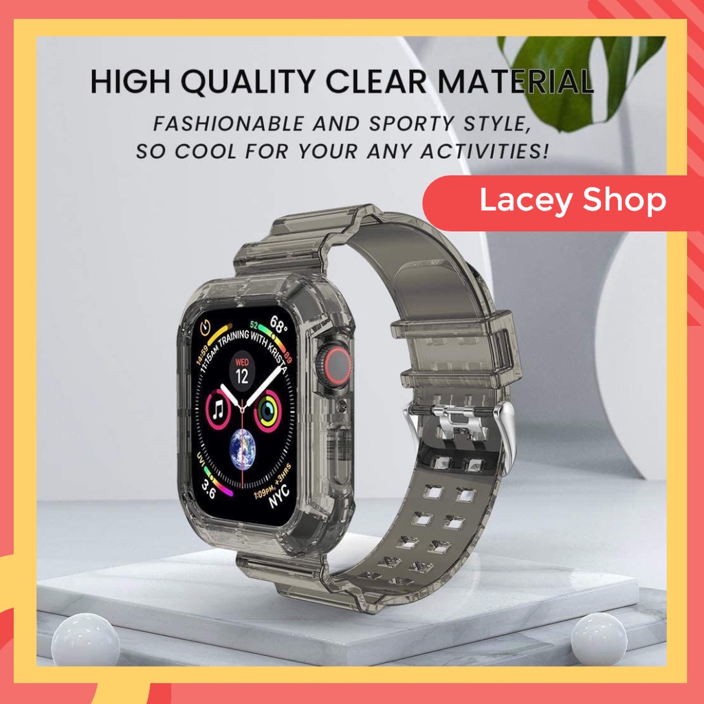 Strap Apple Watch Glacier Transparent Limited Edition iWatch 7 41mm 45mm 360° Protective TPU Band