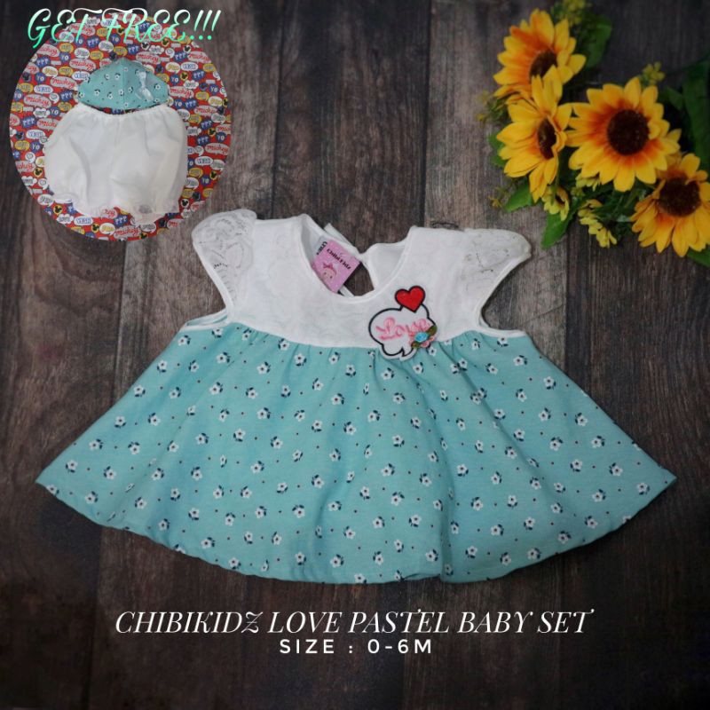 Baju Bayi New Born / Dress Bayi Chibikidz Love Pastel Baby Set