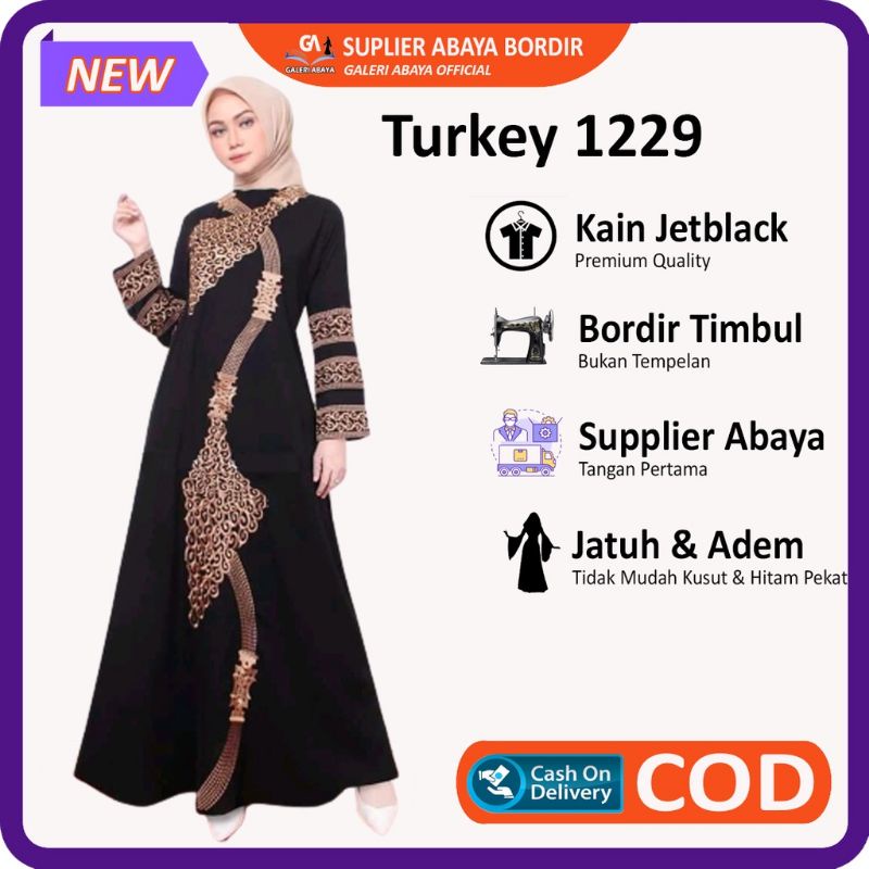 Abaya Hitam Bahan Jetblack Turkey Bordir Arab Saudi Untuk Anak Remaja Size Jumbo S M L XL Murah Mewa