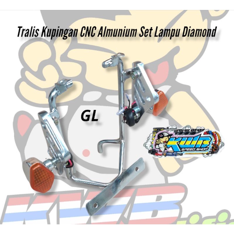 Tralis kupingan cnc GL set lampu sein diamond pangkon lampu breket kupingan cnc gl pro max neotech pnp set lampu sein diamond