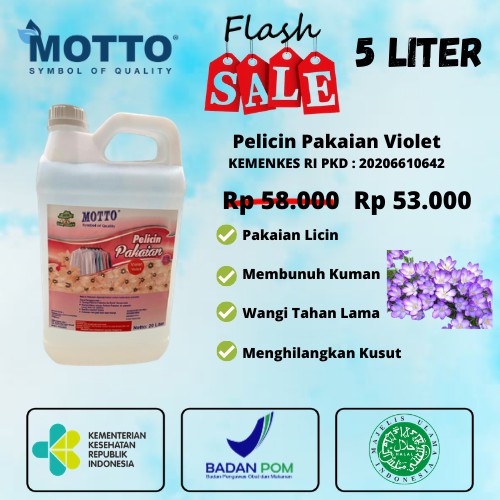 Pelicin &amp; Pewangi Setrika Pakaian Laundry Violet MOTTO 5 Liter