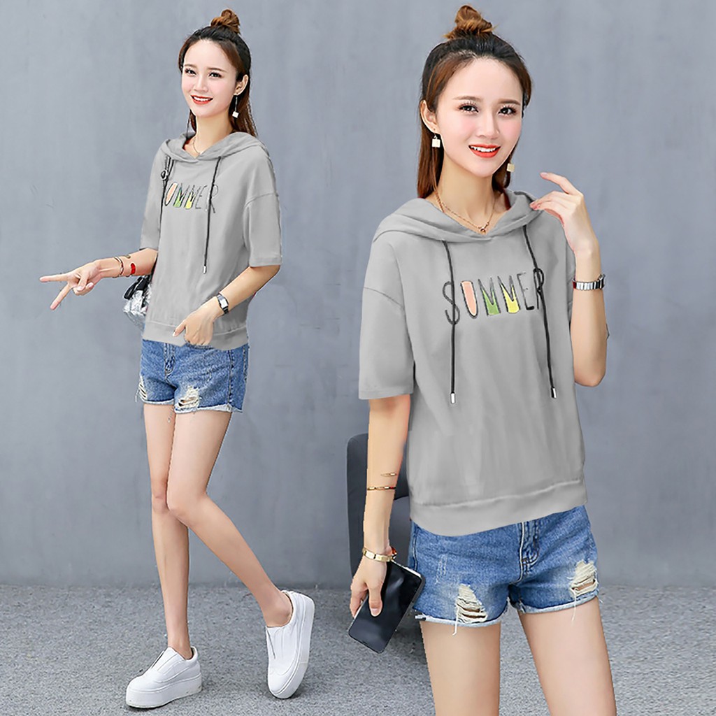 BISA COD,SWEATER HOODIE SUMMER TERBARU-HOODIE CEWEK LENGAN PENDEK KEREN DAN TRENDY TERLARIS