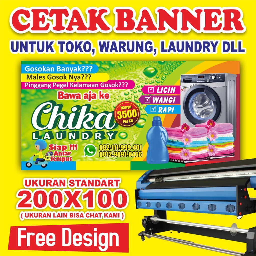 Jual Gratis Desain Cetak Banner Laundry Banner Toko Spanduk Toko