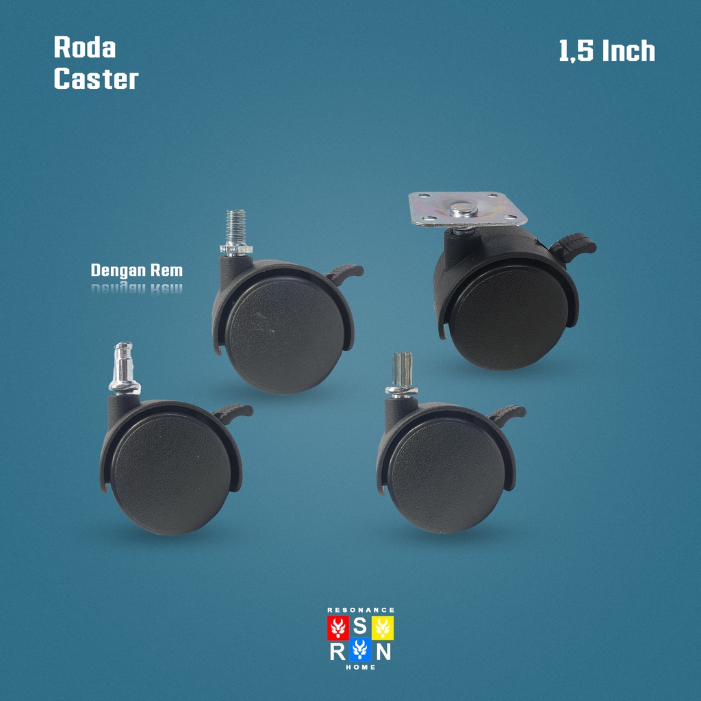 Roda Kursi Kantor Caster TEBAL Plat + Rem/Non Rem 50mm (1.5 inch) |  Roda Lemari Meja / Roda Kandang / Roda Kursi Gaming