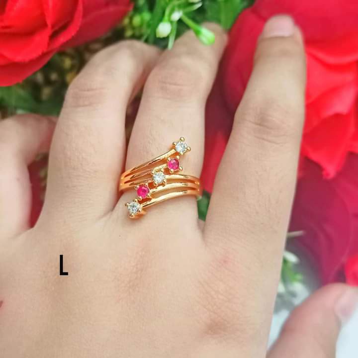 Cincin Dewasa Permata Kombinasi perhiasan wanita Gold Modern (COD)