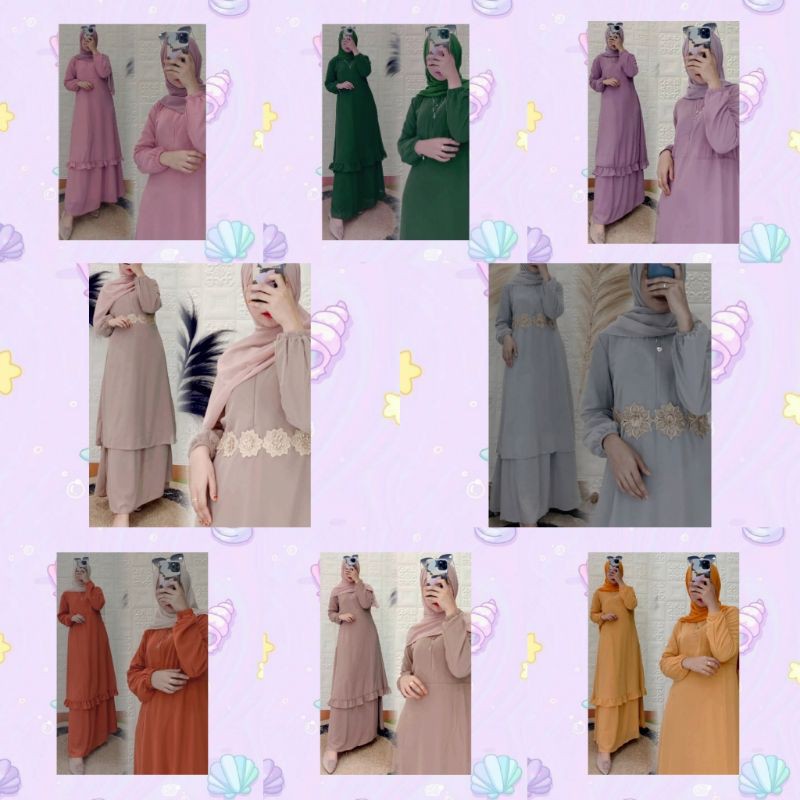 GAMIS MALAYSIA POLOS BUSUI REMPEL DAN RENDA PRADA