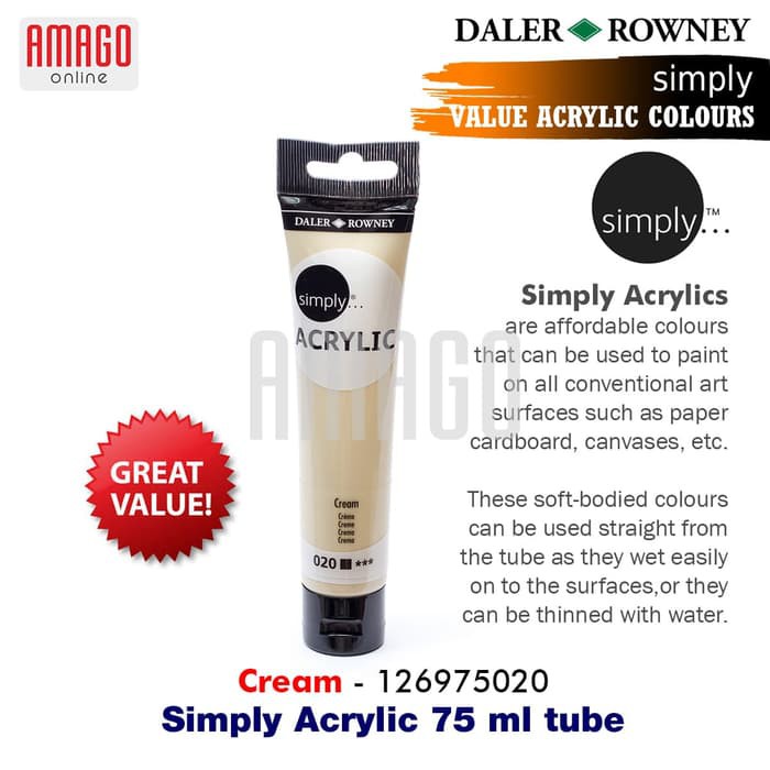 DALER-ROWNEY - SIMPLY ACRYLIC PAINT 75 ML TUBE - CREAM - 126975020