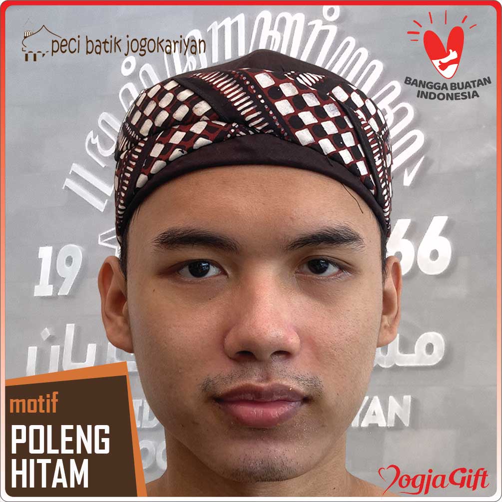 Peci Batik Jogokariyan Motif Poleng Hitam