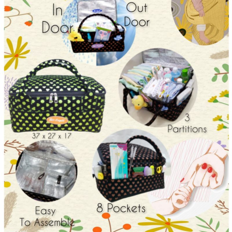 CADDY COOLER  BAG TWO ANGELS / ORGANIZER BABY BAG  UKURAN.JUMBO   bonus pouch kosmetik / TAS PERLENGKAPAN BAY / BABY ORGANIZER BAG