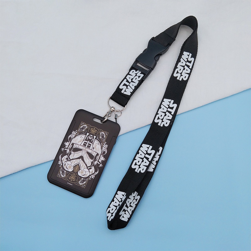 Black Lanyard Dengan Star Wars Gambar Kartu Pelindung Lengan Tali Leher untuk Ponsel ID Card Holder Gantungan Kunci Sling &amp; Aksesoris