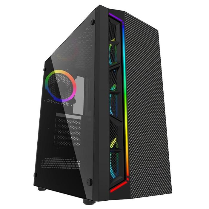 Casing Komputer Vurrion Led Rgb Crusade - Pc Case Gaming Glass Atx