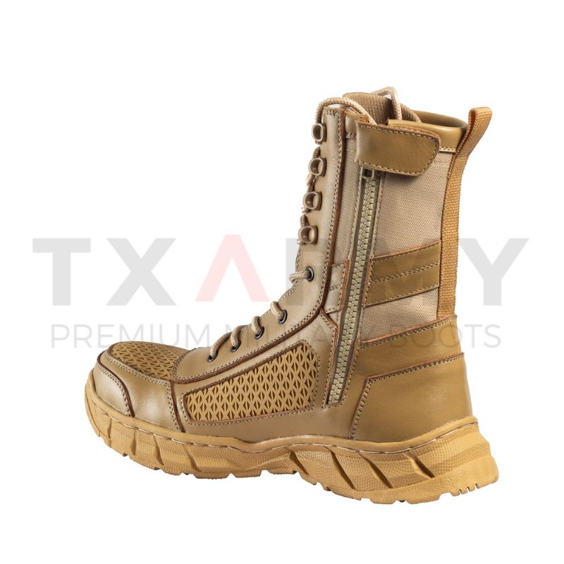 Sepatu PDL Warna Cream Gurun Kulit Sapi Asli Berkualitas Merk TXARMY Sepatu Dinas Lapangan Kemhan Satpol PP